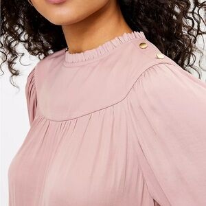 Ann Taylor Loft Ruffle Neck Bib Blouse, Small, GUC